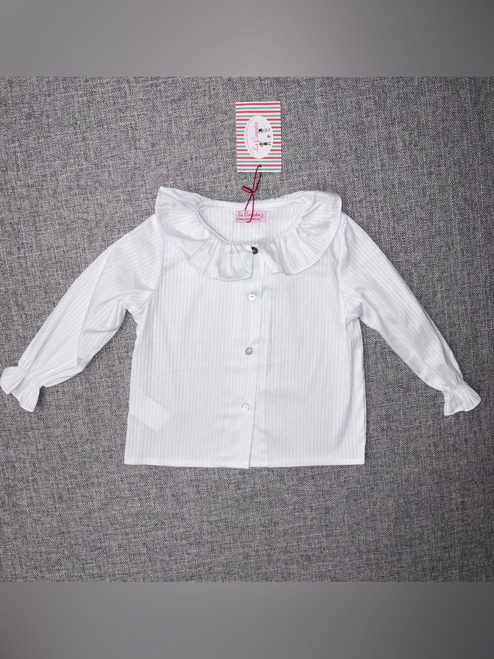 La Coqueta 2Y button down ruffle collar shirt NWT
